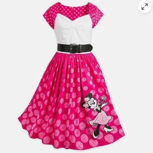 Disney Parks The Dress Shop Minnie Mouse Pink Polka Dots Dress - Medium